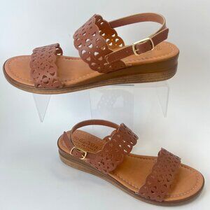 Nordstrom Bella Vita Zoe-Italy Wedge Sandals Brown Leather Women Size 10M